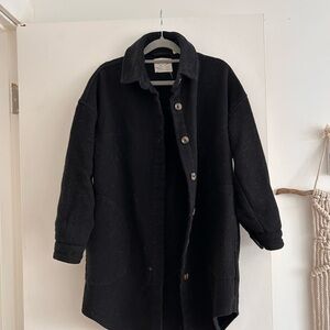 RD Style Black Button-Up Coat